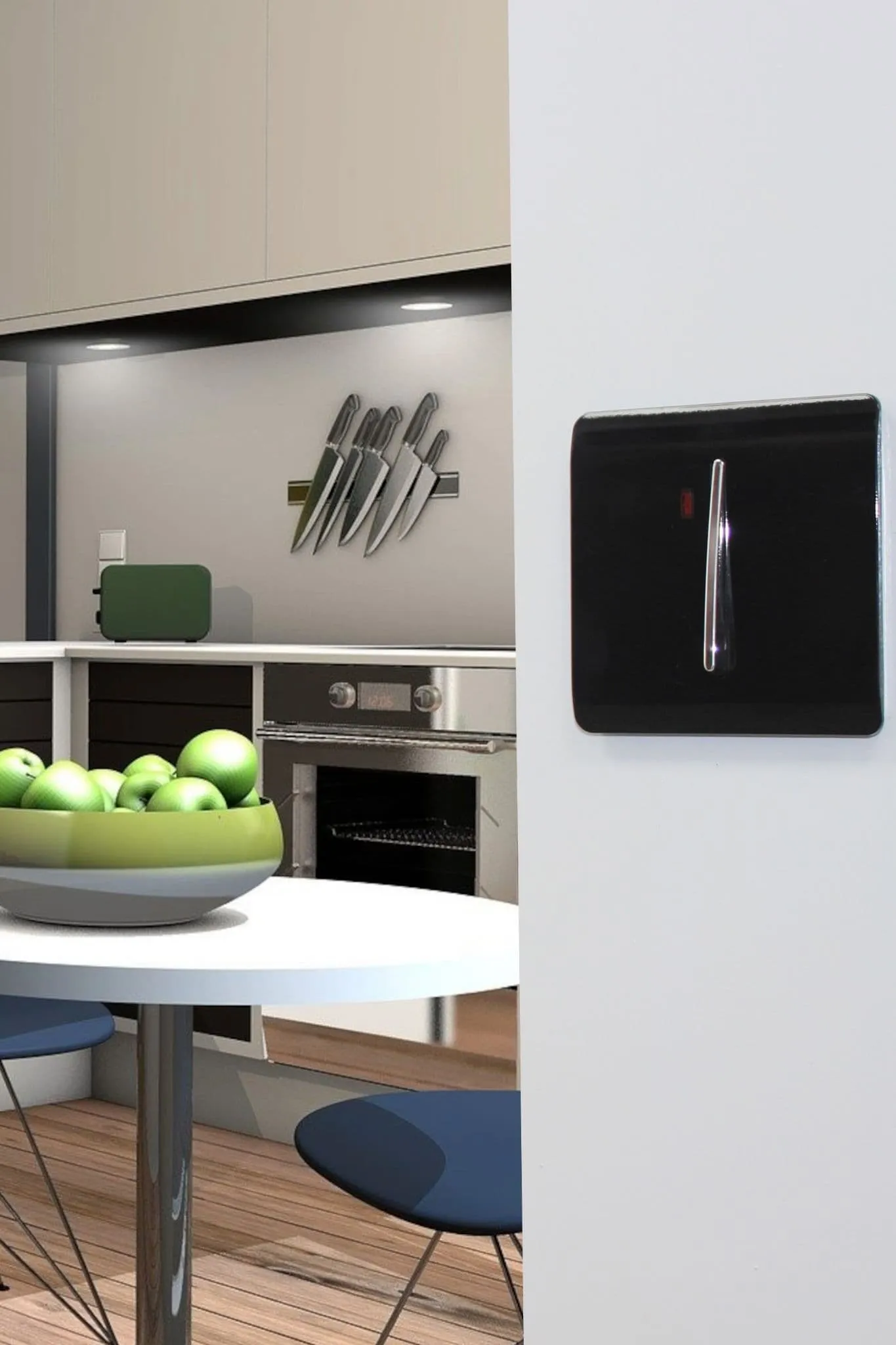 20 Amp Neon Insert Double Pole Switch Matt Black ART-WHS1MBK  Trendi Matt Black